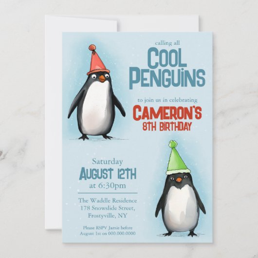 Cool Pinguins vieren kind Kaart (Voorkant)