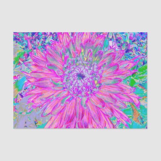 Cool Pink Blue en Paarse Artsy Dahlia Bloom Tissuepapier (Voorkant)
