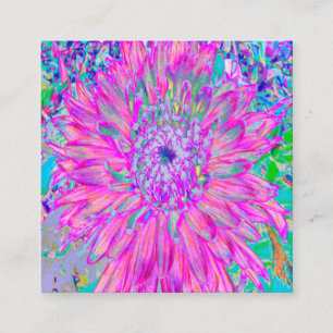 Cool Pink Blue en Paarse Artsy Dahlia Bloom Vierkante Visitekaartje