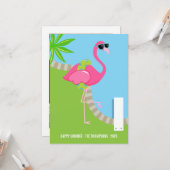 Cool Pink Flamingo Summer Family Greep Kaart (Voorkant / Achterkant in situ)