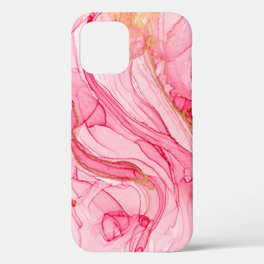 Cool Pink Gold Uniek Waterverf wervelpatroon Case-Mate iPhone Case (Achterkant)