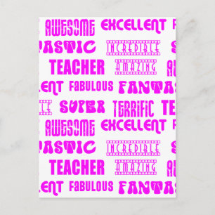 Cool Pink Modern Design 4 leraren Positieve woorde Briefkaart