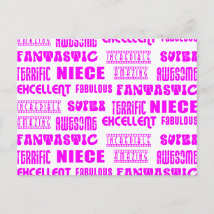 Cool Pink Modern Design 4 Nieces Positieve woorden Briefkaart