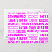 Cool Pink Modern Design 4 Sisters Positieve woorde Briefkaart (Voorkant / Achterkant)