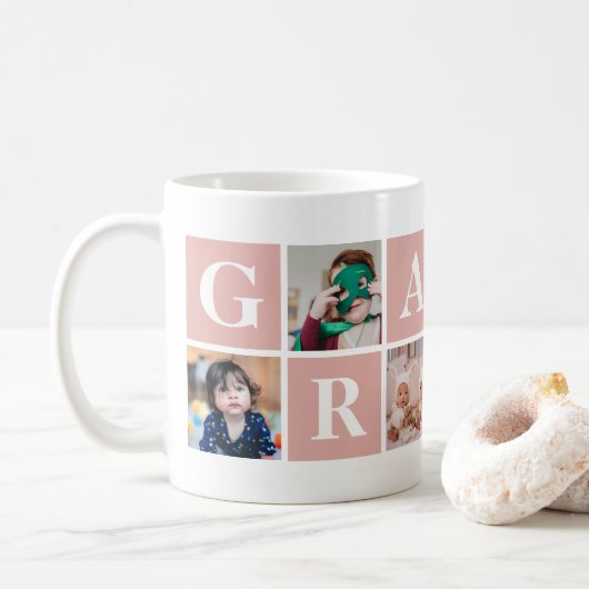Cool Pink Photo Collage Granny Mugs (Avec donut)