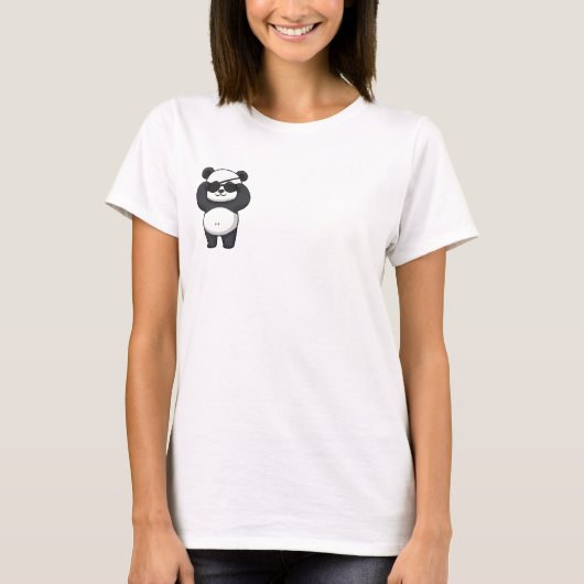 Cool Pirate Panda Cartoon T-shirt (Voorkant)