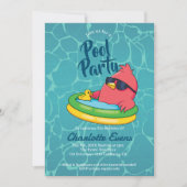 Cool Piscine Fête Nage Anniversaire Invitation (Devant)