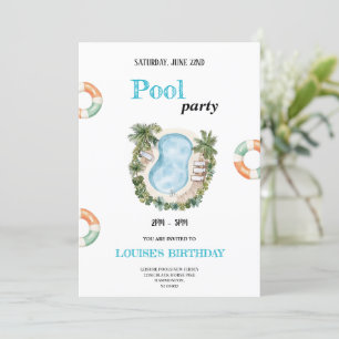 cool piscine invitation pour fêtes d'anniversaire