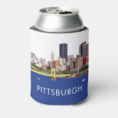 Cool Pittsburgh Skyline Computer Illustration Blikjeskoeler (Blikje Achterkant)