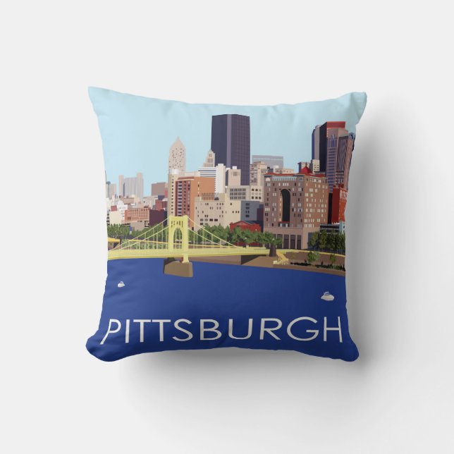 Cool Pittsburgh Skyline Computer Illustration Kussen (Voorkant)