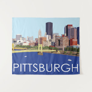Cool Pittsburgh Skyline Computer Illustration Wandkleed