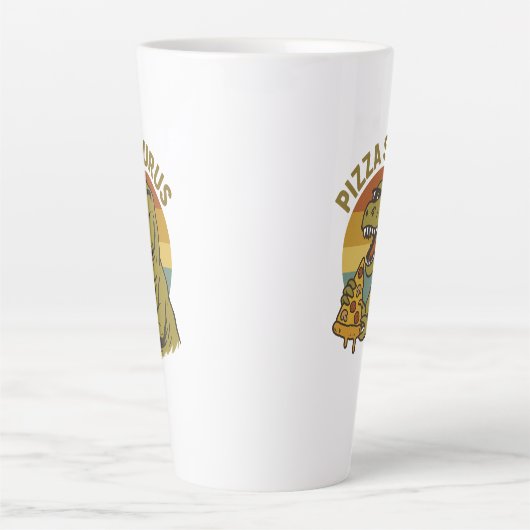 Cool Pizza Dino in Retro-stijl Latte Mok (Voorkant)