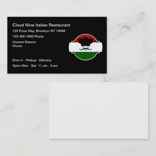 Cool Pizza Italien Restaurant Cartes de visite (Devant / Derrière)