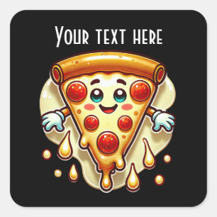 Cool pizza party liefhebbers tekst toevoegen vierkante sticker