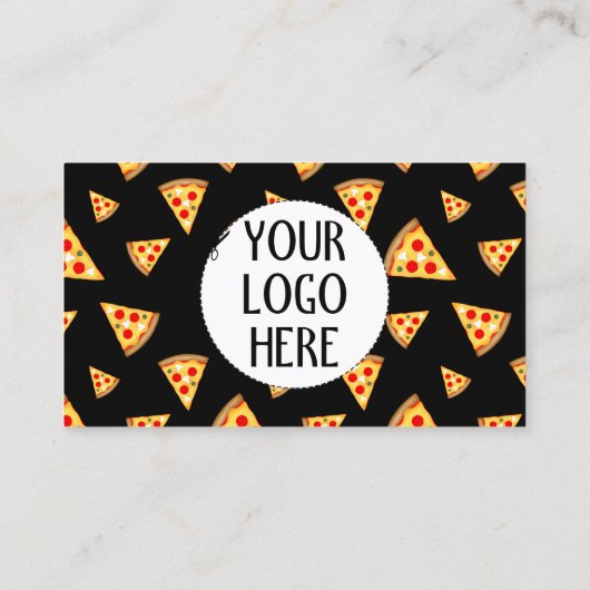 Cool pizza plakjes patroon Pizzeria Uw logo zwart Klantenkaartje (Achterkant)