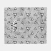 Cool pizza slice zwart wit monogram fleece deken (Voorkant (Horizontaal))