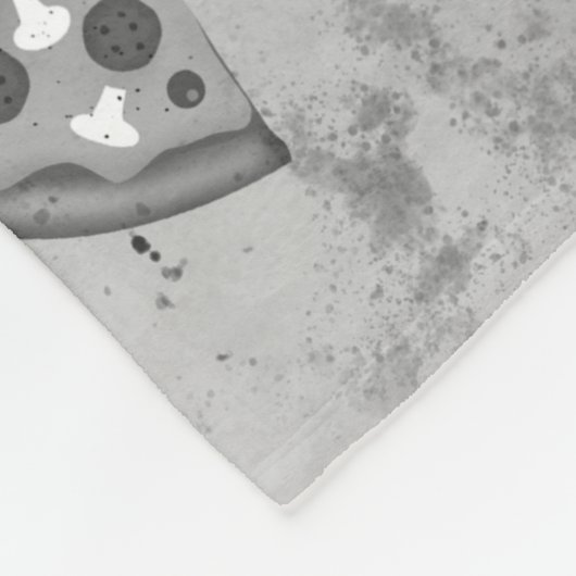 Cool pizza slice zwart wit monogram fleece deken (Hoek)