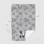 Cool pizza slice  zwart wit monogram golfhanddoek (Insitu)