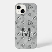 Cool pizza slice zwart wit monogram iPhone hoesje (Achterkant)