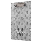Cool pizza slice  zwart wit monogram klembord (Links)