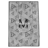 Cool pizza slice  zwart wit monogram medium cadeauzakje (Achterkant)