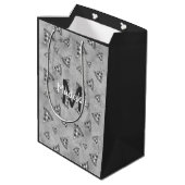 Cool pizza slice  zwart wit monogram medium cadeauzakje (Achterkant Gekanteld)
