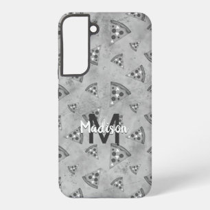 Cool pizza slice  zwart wit monogram samsung galaxy hoesje