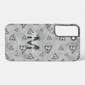 Cool pizza slice  zwart wit monogram samsung galaxy hoesje (Achterkant horizontaal)