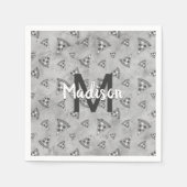 Cool pizza slice zwart wit monogram servet (Voorkant)