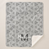 Cool pizza slice  zwart wit monogram sherpa deken (Voorkant)