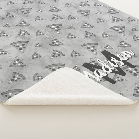 Cool pizza slice zwart wit monogram sherpa deken (3/4)