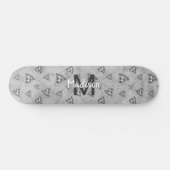 Cool pizza slice  zwart wit monogram skateboard (Horizontaal)