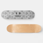 Cool pizza slice  zwart wit monogram skateboard (Horizontaal)