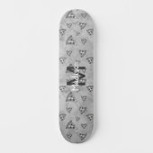 Cool pizza slice  zwart wit monogram skateboard (Voorkant)