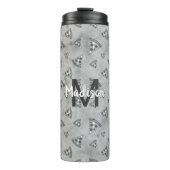 Cool pizza slice  zwart wit monogram thermosbeker (Voorkant)