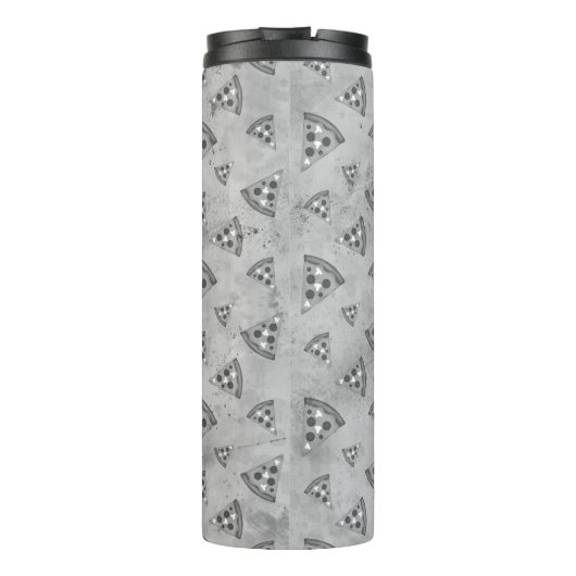 Cool pizza slice  zwart wit monogram thermosbeker (Achterkant)
