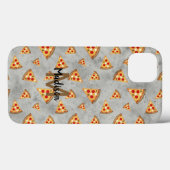 Cool pizza snijdt grijs patroon Monogram Case-Mate iPhone Case (Achterkant (horizontaal))