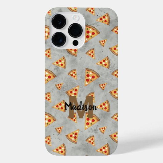 Cool pizza snijdt  grijs patroon Monogram iPhone Hoesje (Achterkant)