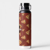 Cool pizza snijdt  rood patroon Monogram Waterfles (Achterkant)