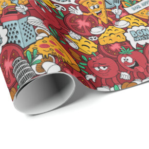 cool pizzagetiel patroon cadeaupapier