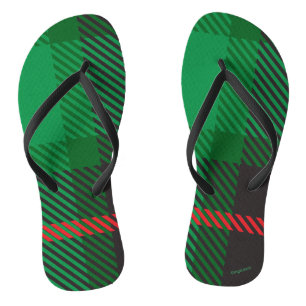 Cool Plaid Tartan écossais, vert, tongs rouges