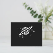 Cool Planet Saturn Orbit Tekening Buiten Space Gal Briefkaart (Staand voorkant)