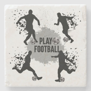 Cool Play Football Silhouettes Stenen Onderzetter