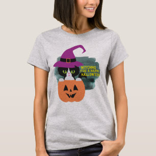 Cool Play on Words Halloween Witch Black Cat T-shirt