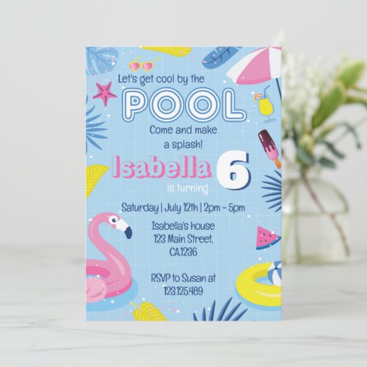 Cool Pool Boy Anniversaire Fête Invitation (Debout devant)