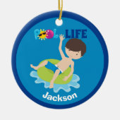 Cool Pool Boy Persoonlijk Kinder Swim Team Keramisch Ornament (Voorkant)