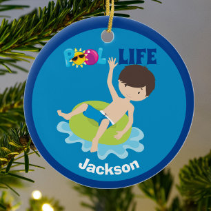 Cool Pool Boy Persoonlijk Kinder Swim Team Keramisch Ornament
