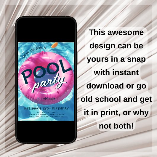 Cool Pool Party Anniversaire Invitation