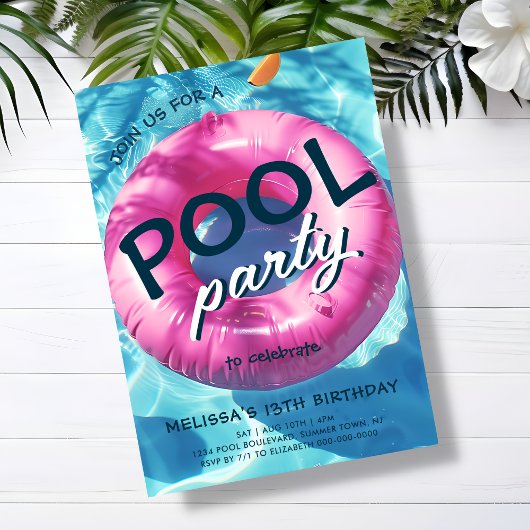 Cool Pool Party Anniversaire Invitation