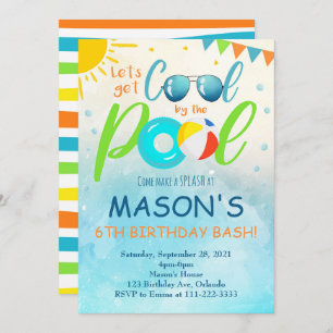 Cool Pool Party Anniversaire Invitation